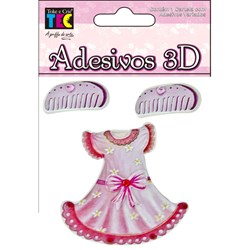 Adesivo 3D Vestido Rosa 10720 (AD1165) Toke e Crie