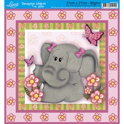 Adesivo Quadrado com Glitter Litoarte DAQG-007 Elefante