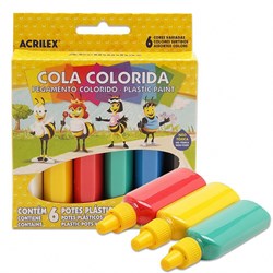 Cola Colorida Acrilex 23g cada - caixa com 6 cores 02606