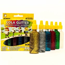 Cola Glitter Acrilex 23g cada - caixa com 6 cores 02923