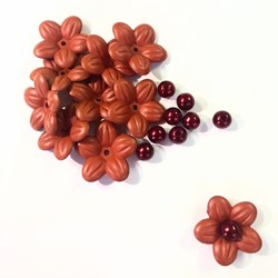 Flor de Acrilico com Perola 10 Unidades - Vermelho