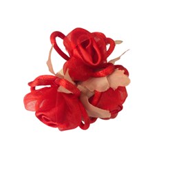 Flor de Cetim  com Voal com 3 Botões  4cm FCV-004  - Vermelha
