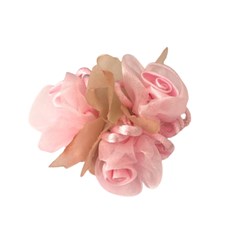 Flor de Cetim  com Voal com 3 Botões  4cm FCV-007 - Rosa