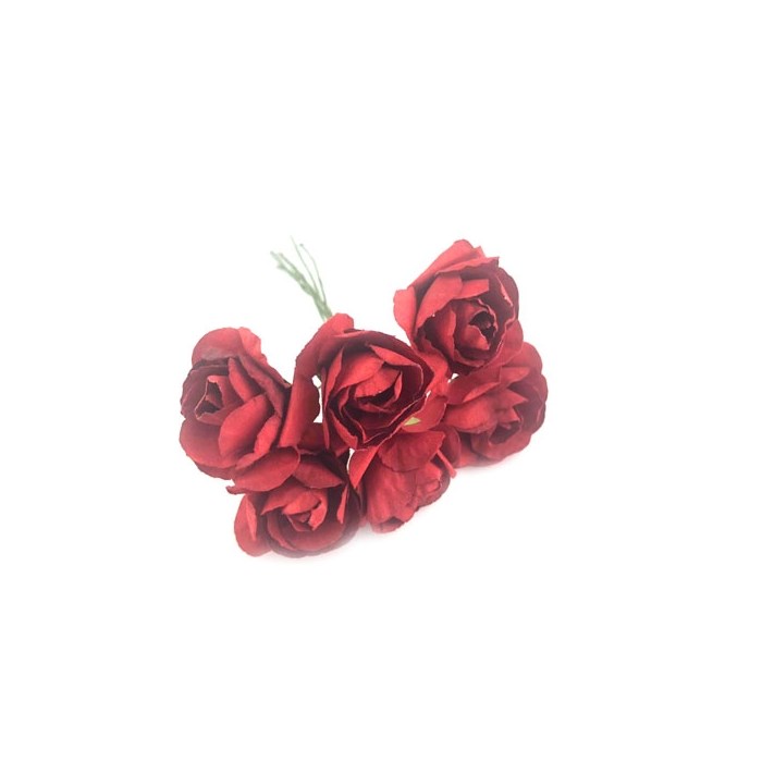Flor de Papel M RP02 Vermelha - com 6 unidades