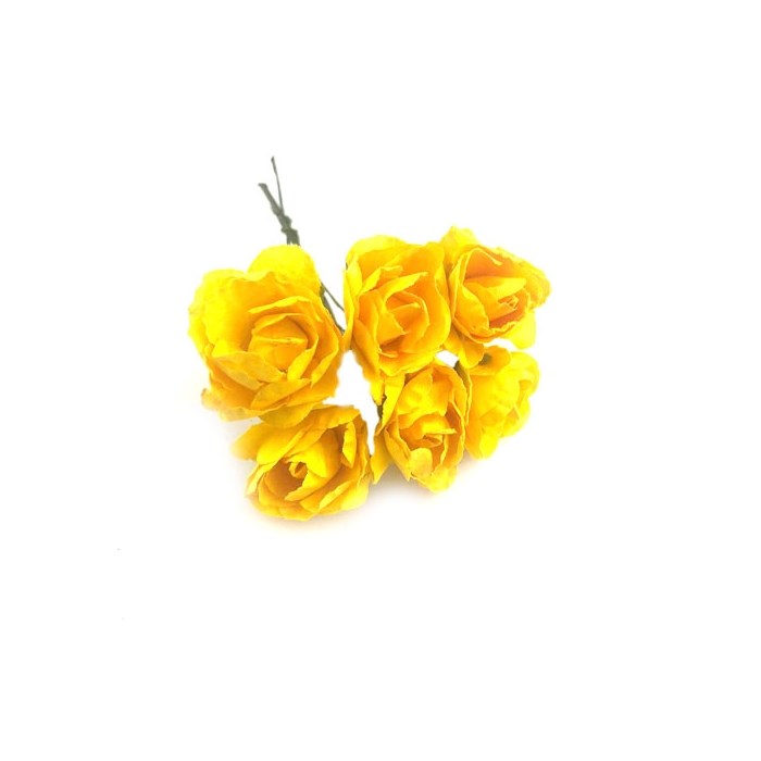 Flor de Papel M RP03 Amarela - com 6 unidades