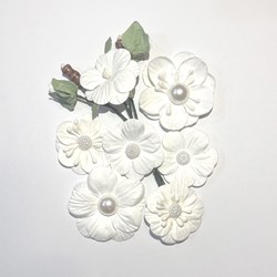 Flores de Papel Elegance 2 Branca - Embalagem com 11 peças