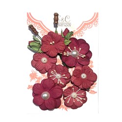 Flores de Papel Elegance 2 Vermelha - Embalagem com 11 peças