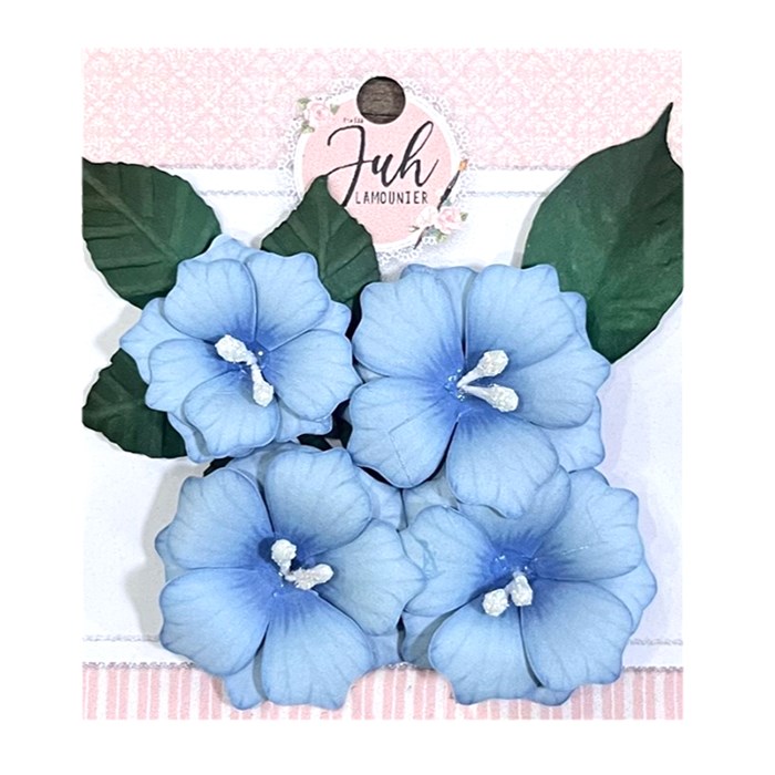 Flores de Papel Juh Lamounier Azul 3,5cm com 4 unidades