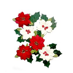 Flores de Papel Poinsettia Pequena -  Embalagem com 16 peças