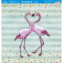Folha Dupla Face Scrapbooking SD-710 Flamingo e Listras