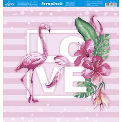 Folha Dupla Face Scrapbooking SD-711 Flamingo Love Tropical