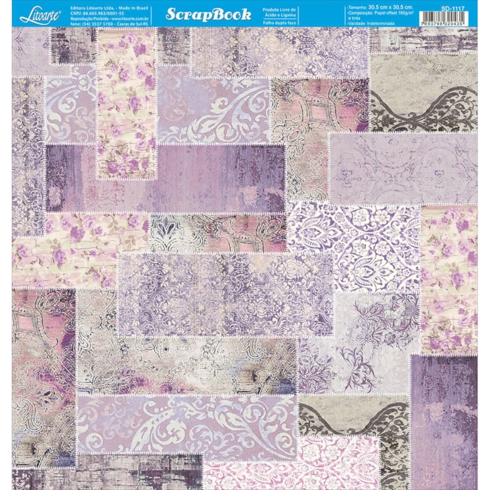 Folha Dupla FaceScrapbooking  SD-1117 Estampa Lilás