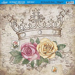 Folha Dupla FaceScrapbooking  SD-359 Rosas e Coroa Marrom