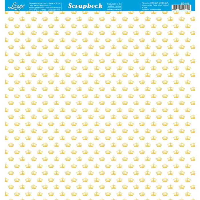 Folha Dupla FaceScrapbooking  SD-453 Coroas Douradas/Listrado