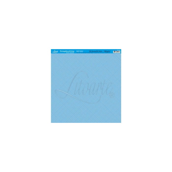 Folha Simples Scrapbook SS-018 Xadrez Azul