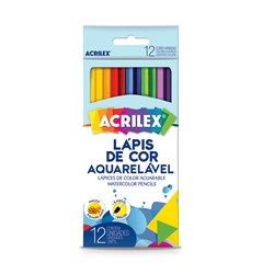 Lápis de Cor Aquarelavel Caixa com 12 unidades + 1 Pincel - Acrilex