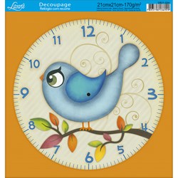 Papel Decoupage Relógio com Recorte DR21-034 Passáro Azul
