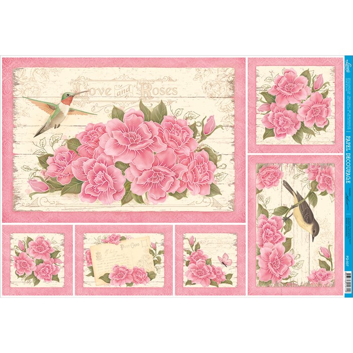 Papel para Scrapbook Litoarte Flores Rosas