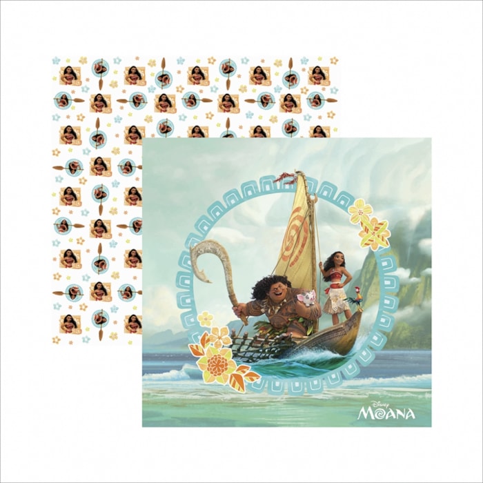 Papel para Scrap Dupla Face Disney SDFD057 Moana Guirlanda