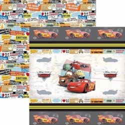 Papel para Scrap Dupla Face Disney SDFD113 Carros Fitas e Rótulos