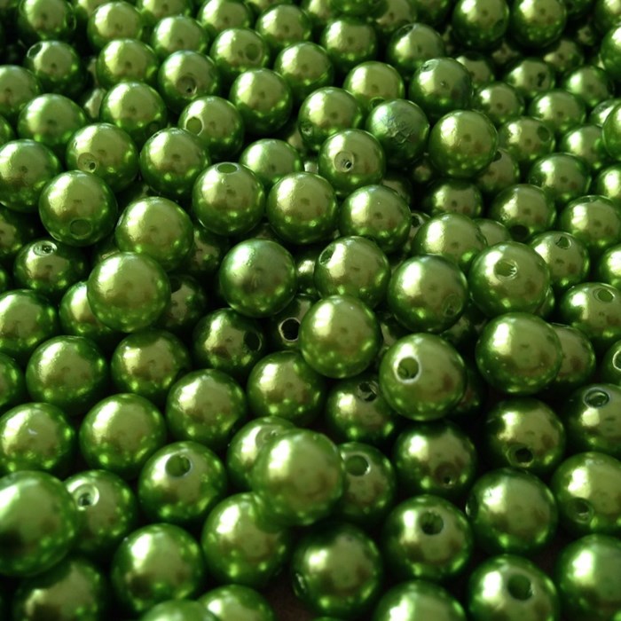 Pérola 8mm Verde Folha (PI029) - Embalagem com 95grs