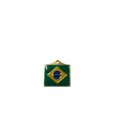 Pingente Banhado a Ouro e Resina - Bandeira Brasil
