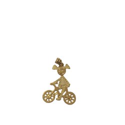 Pingente Banhado a Ouro -  Menina na Bicicleta Ouro
