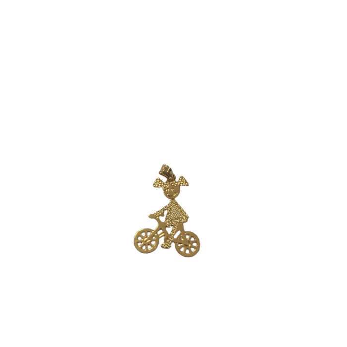 Pingente Banhado a Ouro -  Menina na Bicicleta Ouro