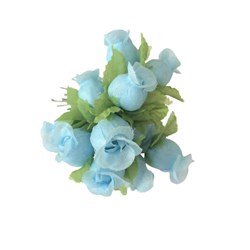 Rosa de Cetim com 12 Botões  RSC-002 - Azul Claro