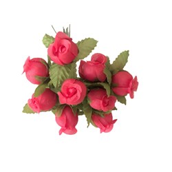 Rosa de Cetim com 12 Botões  RSC-003 - Rosa Pink