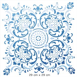 Stencil Litoarte 30x30cm STQG-024 Azulejo de Arabescos