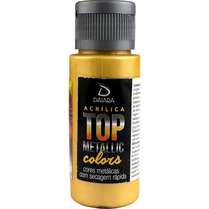 Tinta Acrílica Top Metallic Colors Daiara Tinta Acrilica Top Metallic 60ml Daiara 236 Dourado Maia