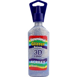 Tinta Dimensional Glitter 3D Acrilex 35mL  - 202 Prata