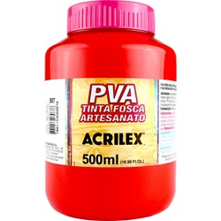 Tinta PVA Fosca para Artesanato Acrilex 500mL - 507 Vermelho Fogo