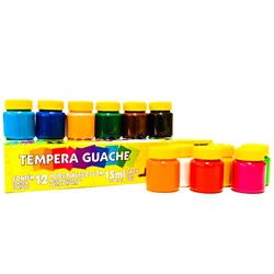 Tinta Tempera Guache Acrilex 15ml cada - caixa com 12 cores 02012