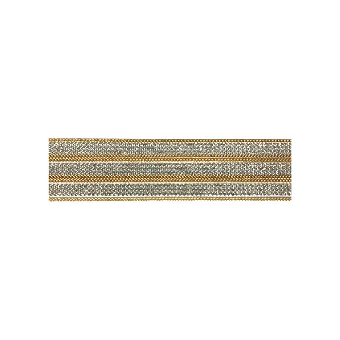 Tira Siliconada TL-015 Strass Cristal/Corrente Dourada 39cm- 3cm