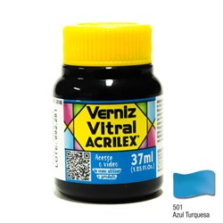 Verniz Vitral Acrilex 37mL - 501 Azul Turquesa